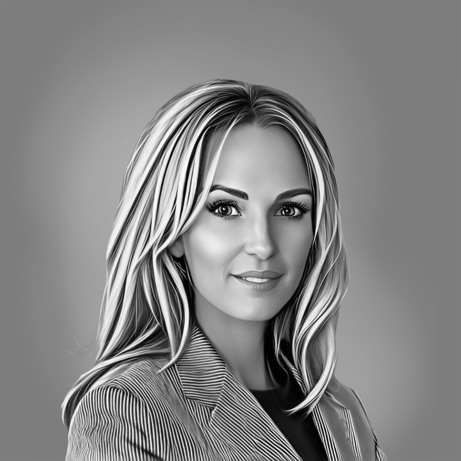 Professional headshot of a woman with long, blonde hair, wearing a striped blazer, representing the Tech Marketing Team's leadership.