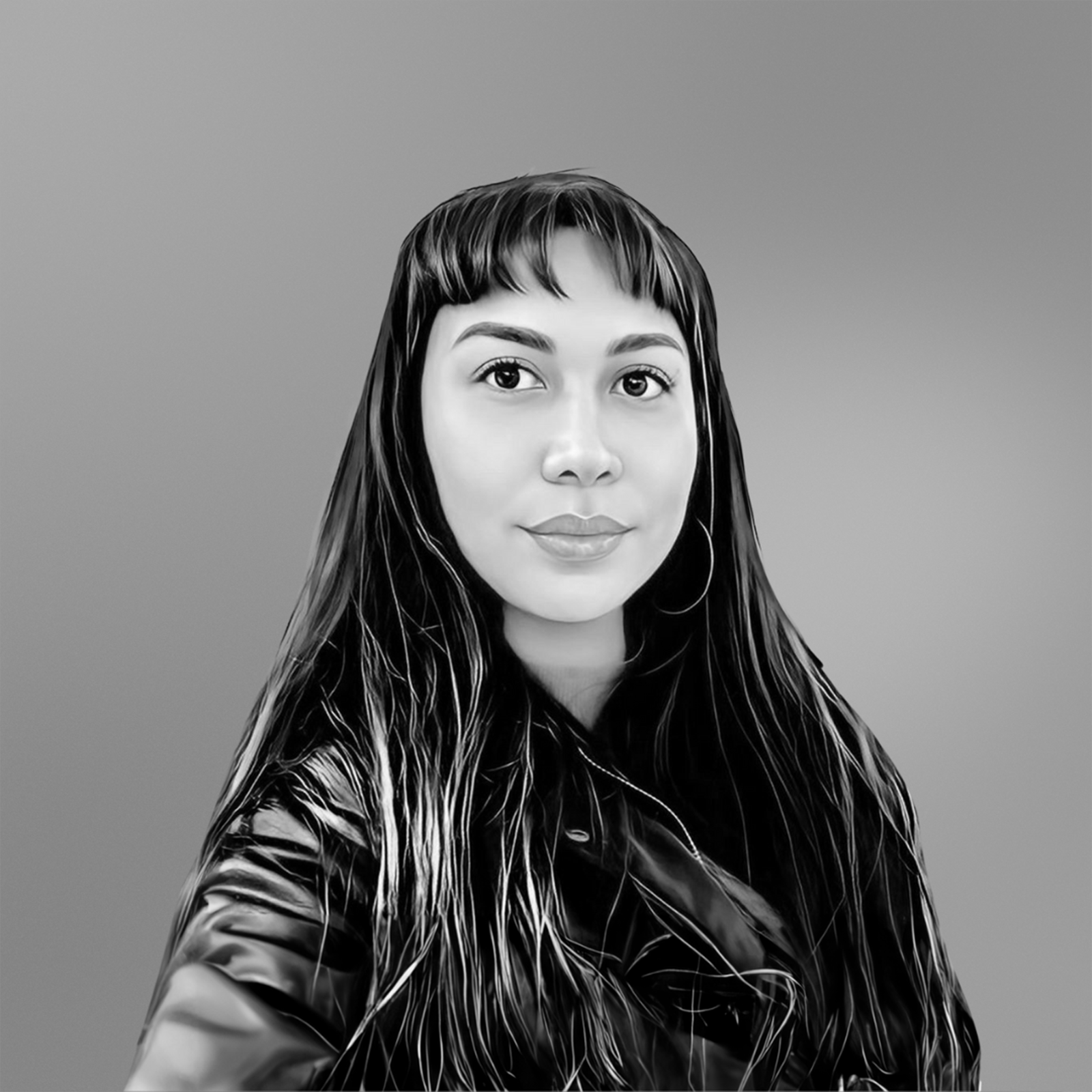 Portrait of a woman with long hair, wearing a black leather jacket, representing the Tech Marketing Team's media management expertise.