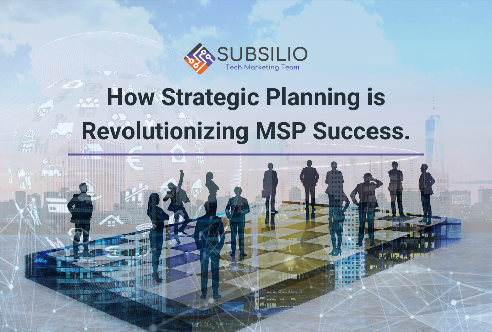 How Strategic Planning is Revolutionizing MSP Success with silhouettes of professionals on a digital chessboard, representing strategic decision-making in managed service providers.